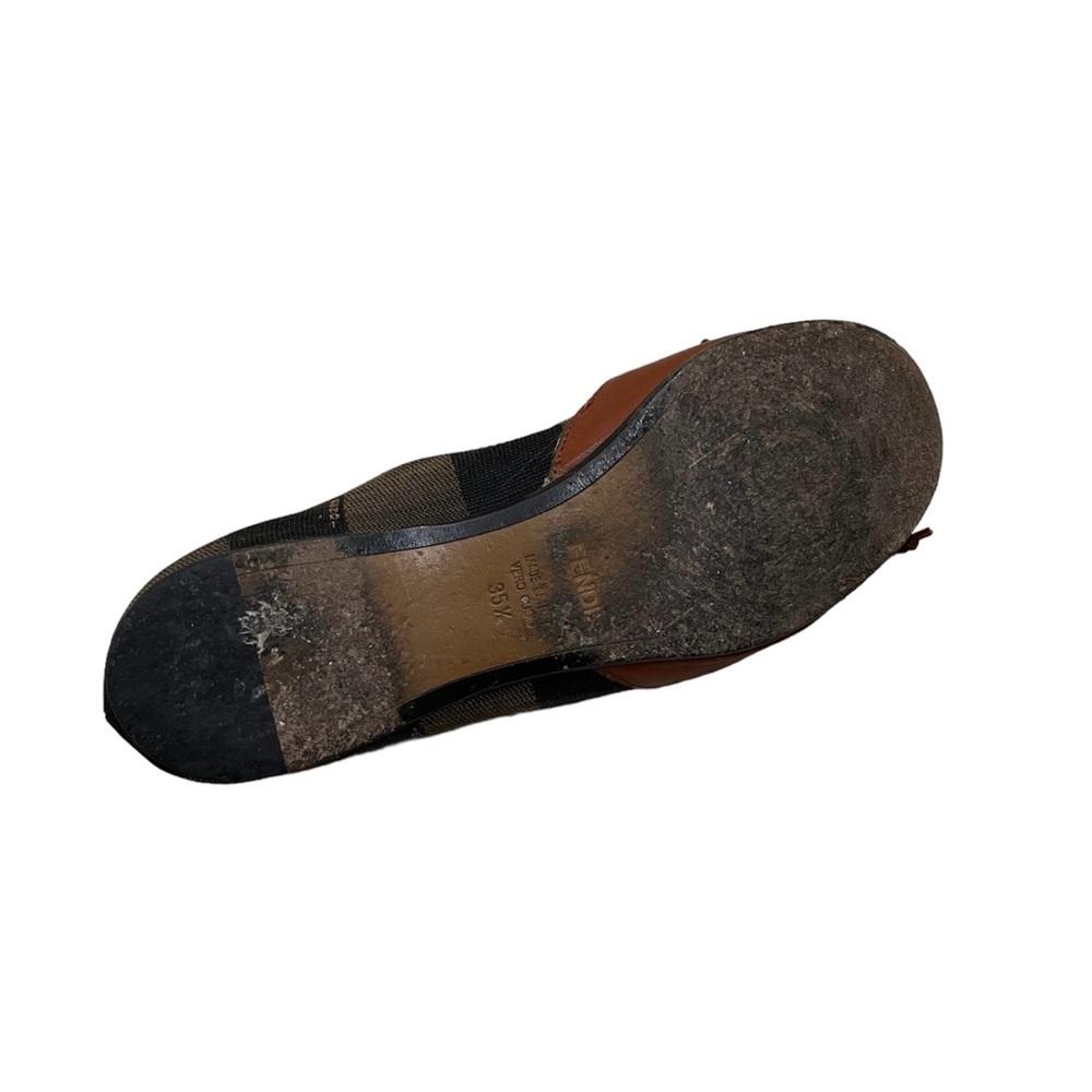 Authentic Fendi Brown Leather & Black Trim Ballet Flat - Picture 10 of 10